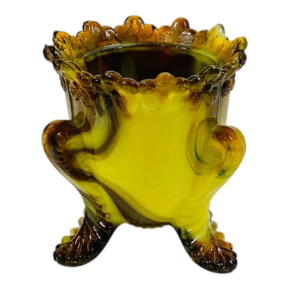 Boyd Glass Forget Me Not Toothpick Holder 1999 Autumn Harvest UV GLOWS OOAK 1065 - Picture 2 of 16